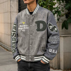 Men's varsity bomber jacket in college style made of faux leather with appliqués Fashion Glam