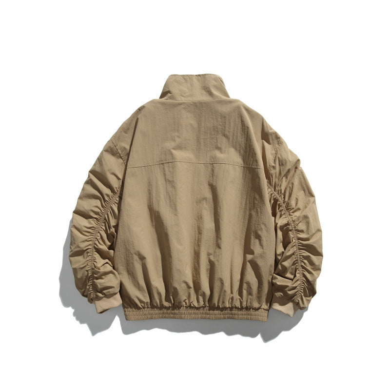 Unisex Lightweight Nylon Bomber Jacket with Stand-Up Collar, Full Zip and Elastic Hem Fashion Glam