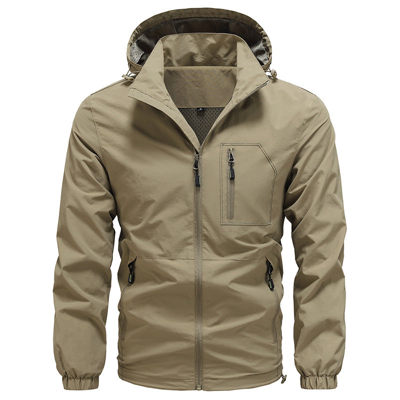 Men's Breathable Ultralight Wind and Rain Jacket with Mesh Lining and Concealed Chest Pocket Fashion Glam