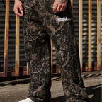 Men's wide camouflage joggers with elastic comfort waistband and thigh logo Fashion Glam