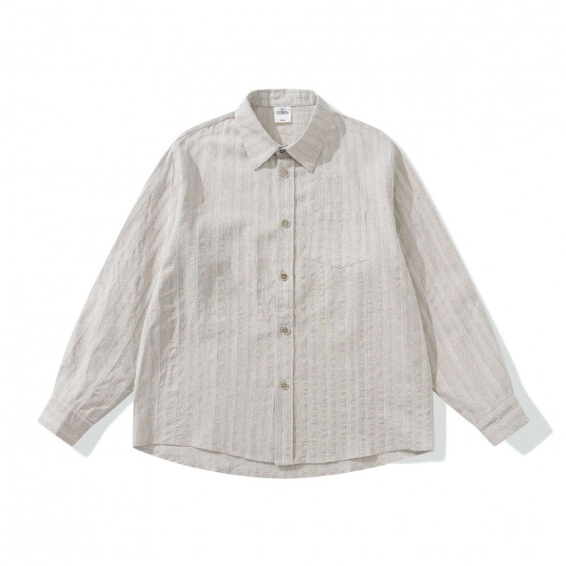 Unisex Lockeres Oversize Shirt made of linen blend with fine waffle texture and breast pocket Fashion Glam