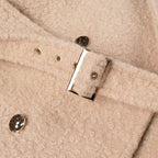 Women's Oversize Teddy Coat in Boucle Look with Double Button Placket and Belted Cuffs Fashion Glam