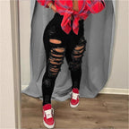 Women High-Waisted Super Stretch Skinny Jeans with Extreme Destroy Detail Fashion Glam