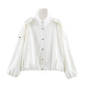 Women's short jacket in oversized bomber style with high stand-up collar and shoulder patches Fashion Glam
