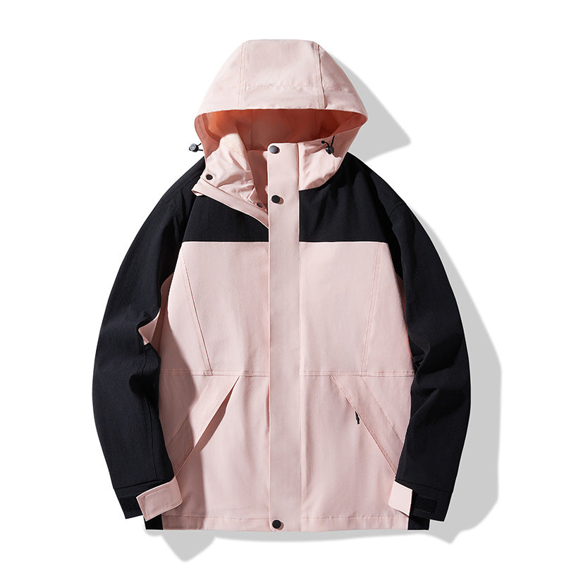 Men's Technical Colorblock Softshell Rain Jacket with Adjustable Hood Fashion Glam