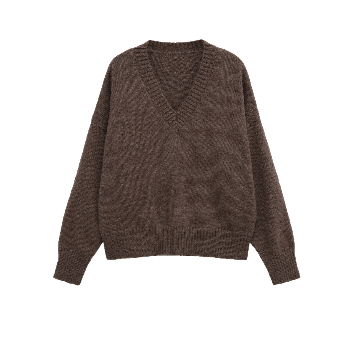 Women's Oversized V-Neck Knit Sweater with Kangaroo Pocket Fashion Glam