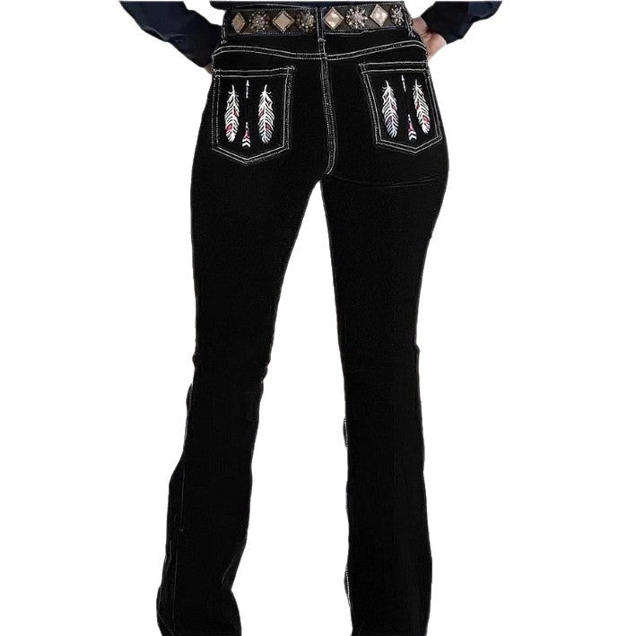 Women's high-waisted bootcut jeans in Western style with sculpting fit Fashion Glam