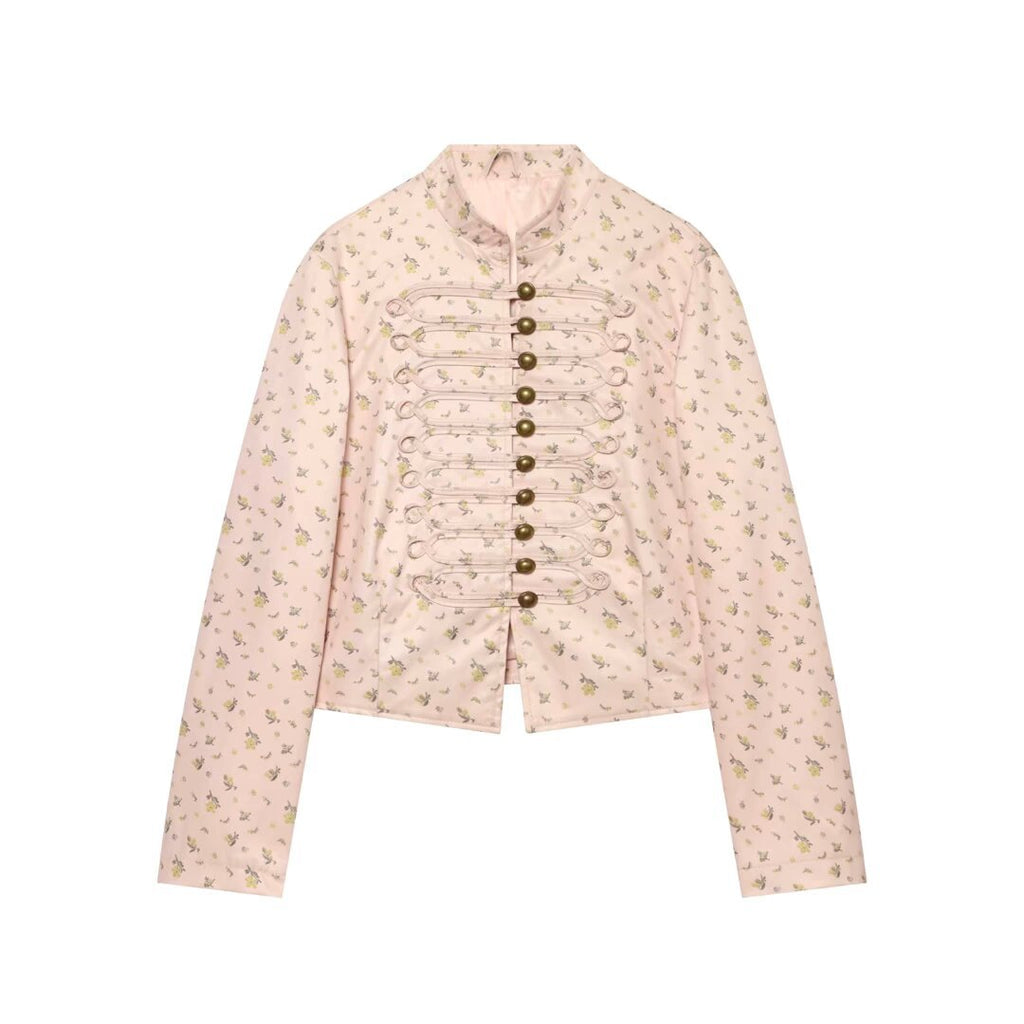 Ladies short jacket with Mandarin collar and decorative toggle fastenings Fashion Glam
