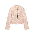 Ladies short jacket with Mandarin collar and decorative toggle fastenings Fashion Glam