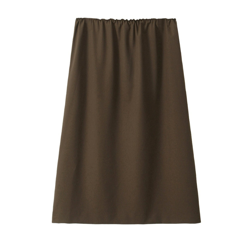 Women A-line midi skirt with elastic waistband and flowing silhouette Fashion Glam
