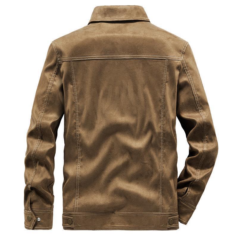 Men's Suede Look Trucker Jacket with Snap Closure Fashion Glam