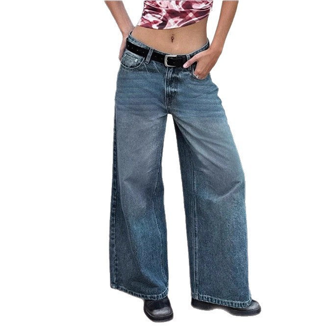 Women's Extra Wide High-Waist Denim Palazzo Pants with Long Flare Fashion Glam