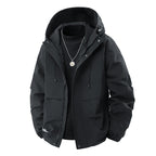 Men's Minimalist Tech Softshell Parka with Hood, Concealed Zipper and Cargo Chest Pockets Fashion Glam