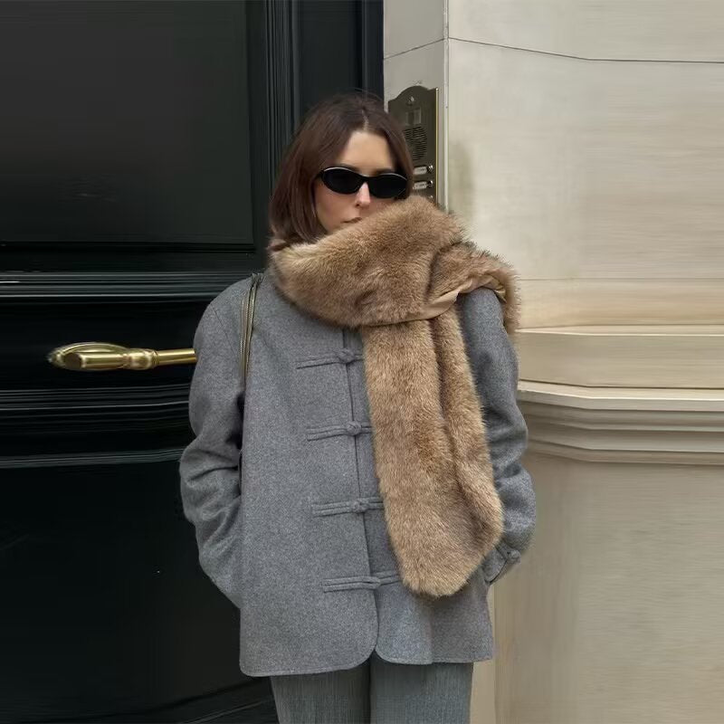 Women's Wool Duffle Coat with Toggle Closures and Oversized Silhouette Fashion Glam