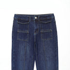 Women's wide high-waist jeans with patch pockets and crease Fashion Glam