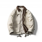 Unisex Padded Boxy Field Jacket with Cord Collar, Flap Pockets and Drawstring Fashion Glam