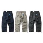 Men's Wide Canvas Cargo Pants with Large Patch Leg Pockets and Relaxed Baggy Cut Fashion Glam