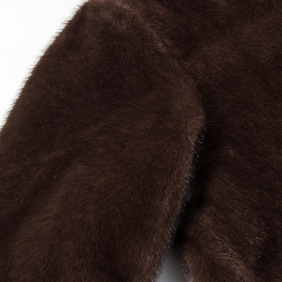 Ladies Oversize Faux Fur Pullover Jacket with Half Zipper and Kangaroo Pocket Fashion Glam