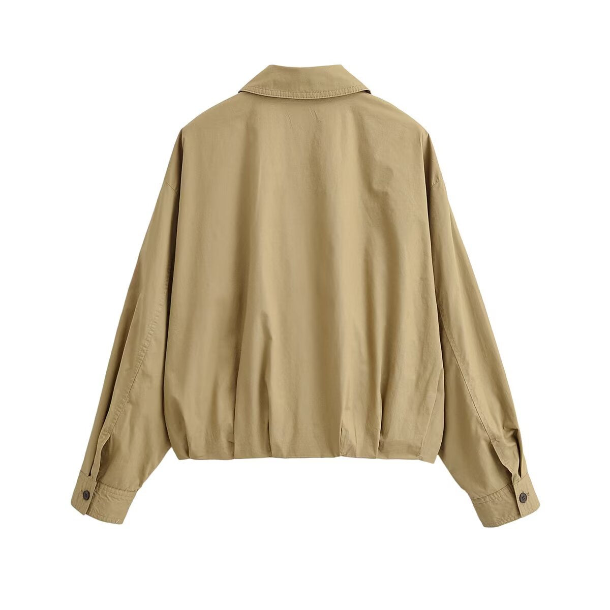 Women's Lightweight Cropped Bomber Jacket with Button Placket and Elastic Hem Fashion Glam