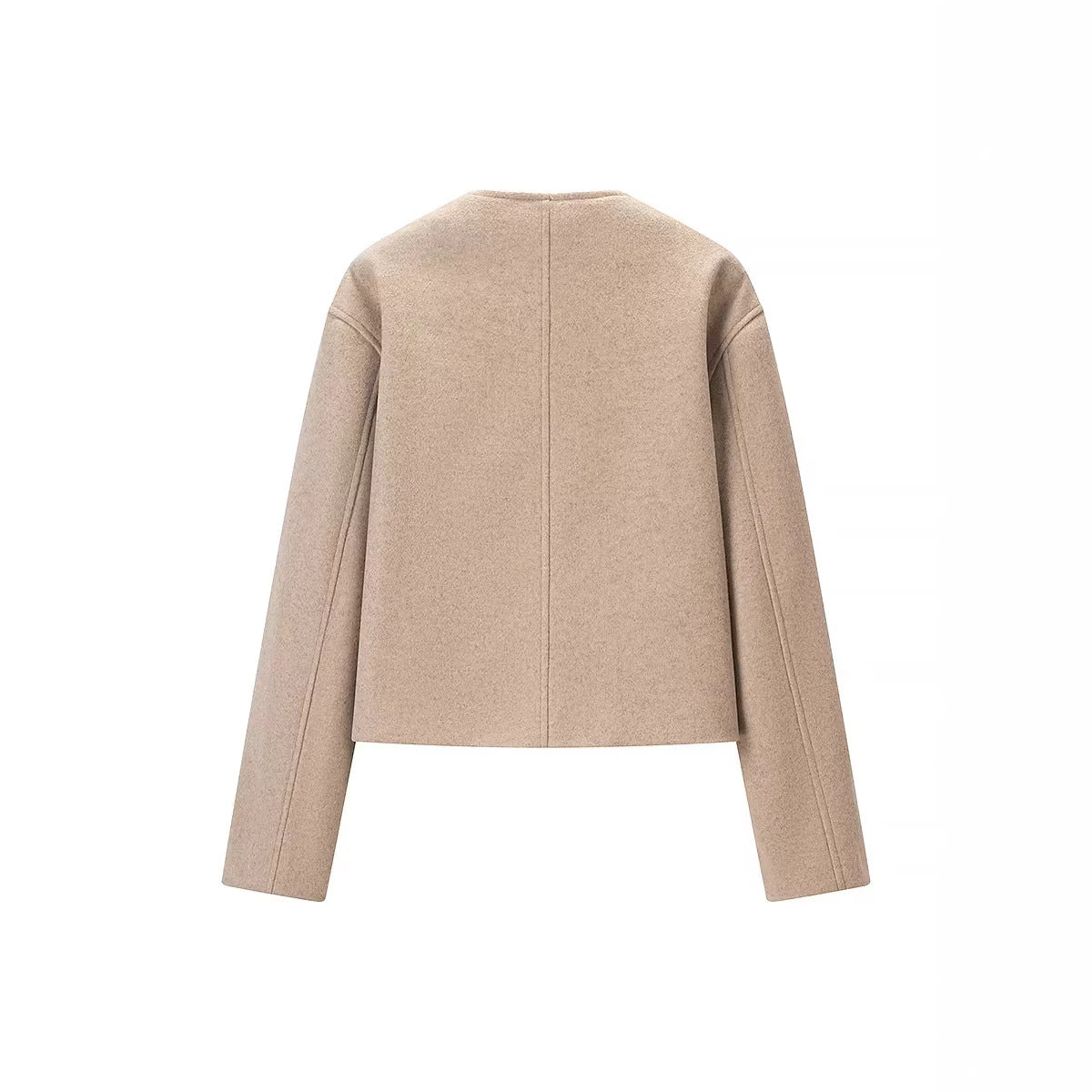 Women short-cut wool blend jacket with asymmetric button closure Fashion Glam