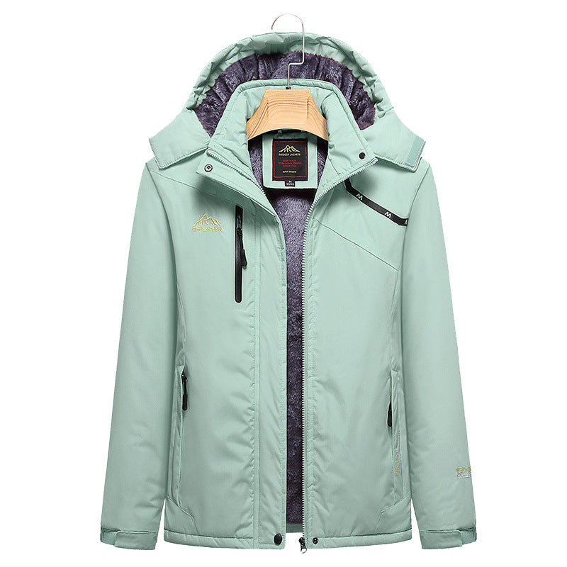 Women's Quilted Winter Jacket with Fleece Lining, Removable Hood, and Waterproof Softshell Outer Layer Fashion Glam