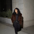 Ladies Short Voluminous High-Pile Faux-Fur Bolero Jacket with Boxy Silhouette Fashion Glam