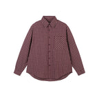 Men's Oversize Checkered Shirt with Rounded Hem and Diagonal Breast Pocket Detail Fashion Glam