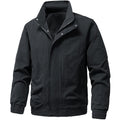 Men's Windproof Utility Bomber Jacket with Stand Collar, Elastic Cuffs, and Concealed Zipper Fashion Glam