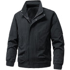 Men's Windproof Utility Bomber Jacket with Stand Collar, Elastic Cuffs, and Concealed Zipper Fashion Glam