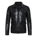 Men's field jacket in smooth leather look with flap pockets and slim fit Fashion Glam