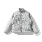 Unisex Ultralight Quilted Short Jacket with Geometric Quilting, Stand-up Collar and Drawstring Hem Fashion Glam
