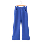 Ladies Wide Lounge Pants with High Waist, Drawstring and Side Pockets Fashion Glam