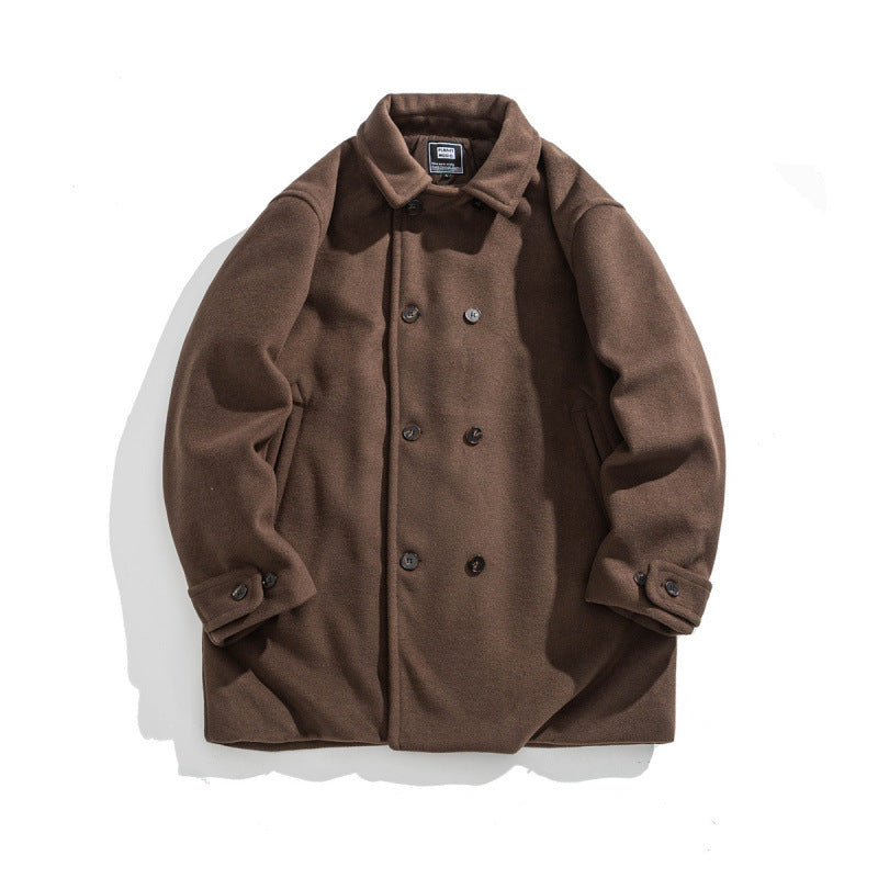 Men's wool coat with quilted thermo inner side and lapel collar Fashion Glam