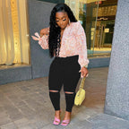 Ladies High-Waist Superstretch Skinny Jeans with Knee Slits and Figure-Shaping Cut Fashion Glam