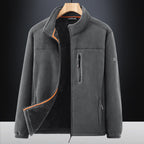 Men's microfleece outdoor jacket with waterproof breast pocket, stand-up collar, and teddy fleece lining Fashion Glam