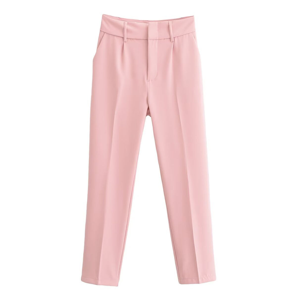 Women slim fit suit trousers with crease and elastic waistband Fashion Glam