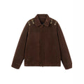 Men's short jacket made of suede look with decorative shoulder buckles and concealed zipper Fashion Glam