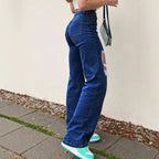 Ladies High-Waist Flared Jeans in Retro Bootcut with Knee-High Cut-Outs and Five-Pocket Design Fashion Glam