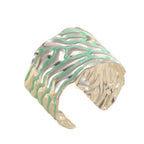 Women Open Bangle with Artistic Wave Pattern Fashion Glam