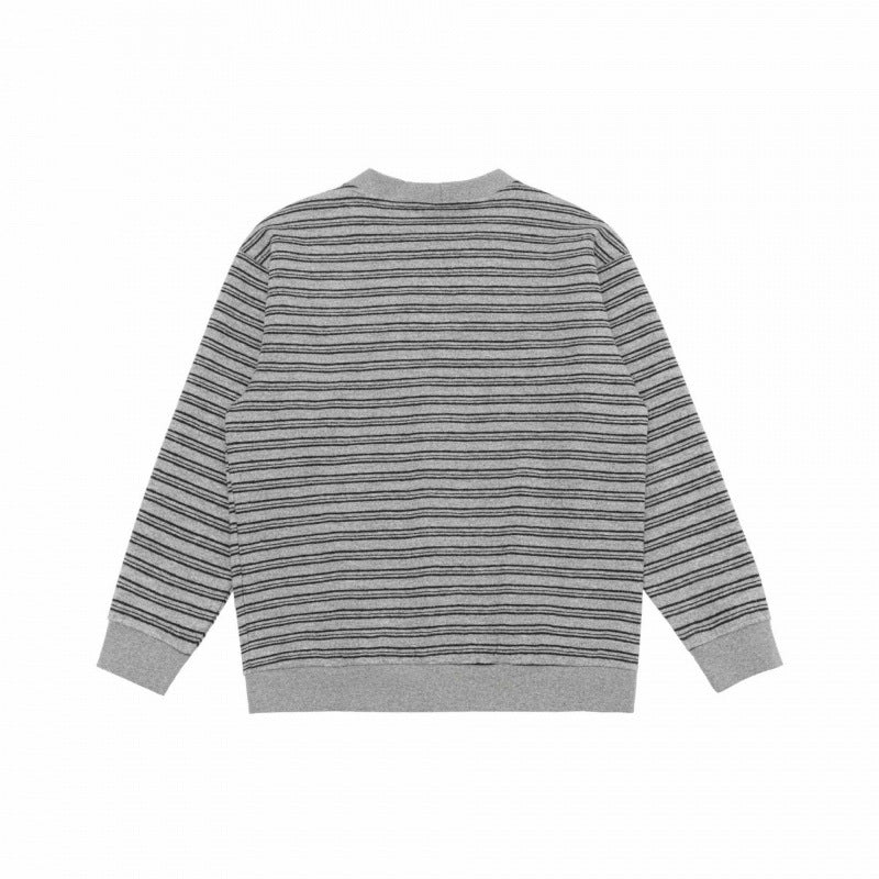 Unisex Striped Boxy Cardigan with V-Neck, Button Placket, and Ribbed Cuffs Fashion Glam