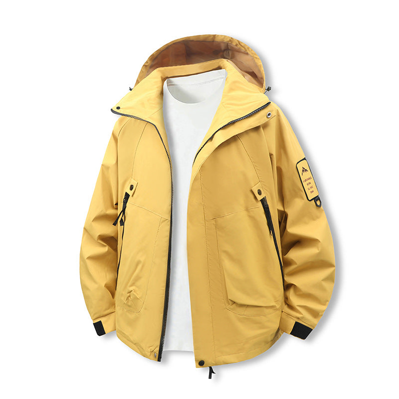 Men's Wind and Water Resistant Softshell Utility Jacket with Hood Fashion Glam