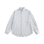 Unisex Oversize striped shirt with chest pocket and rounded hem Fashion Glam