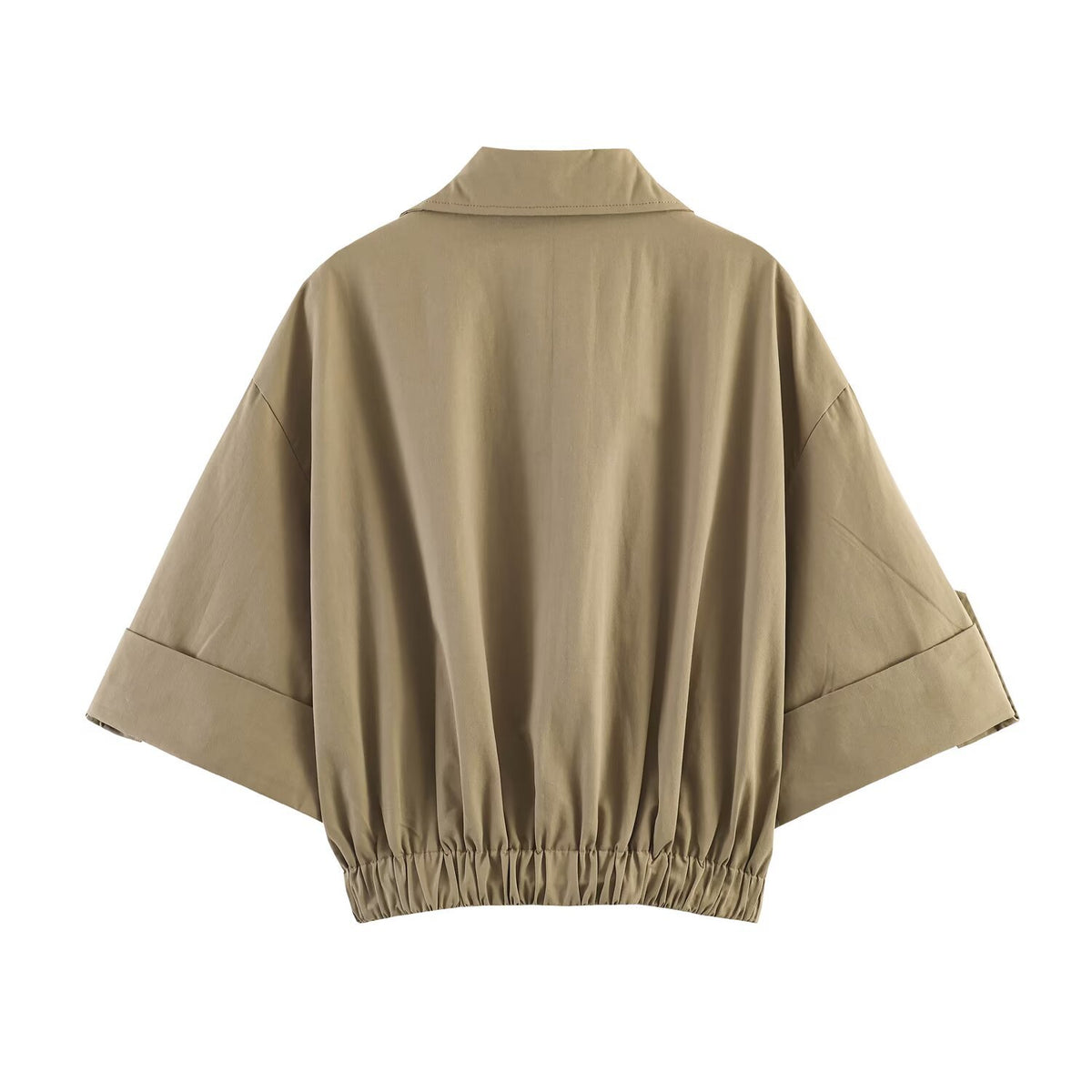 Women Short Cut Cape Trench with Boxy Silhouette and Half-Length Sleeve Straps Fashion Glam