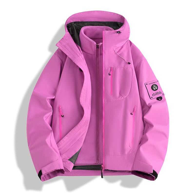 Men's Multifunctional Softshell Jacket with Removable Fleece Lining, Tactical Zipper Pockets and Hood Fashion Glam