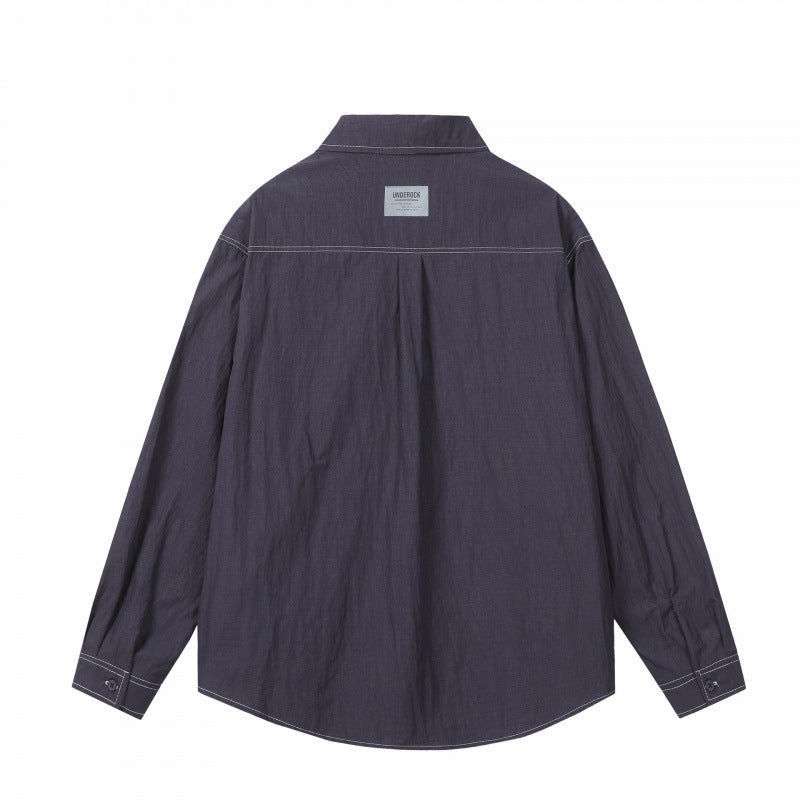 Men's overshirt in boxy cut with contrast stitching and patch chest pockets Fashion Glam