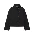 Women's Short Boxy Wool Coat with Asymmetrical Button Placket and Stand-up Collar Fashion Glam