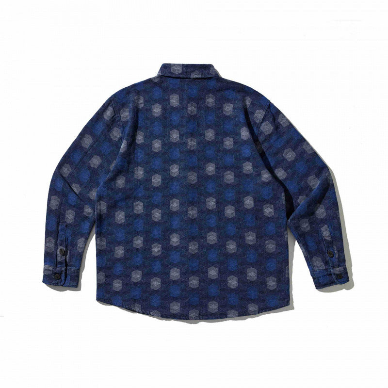 Unisex Boxy Overshirt with geometric allover print and chest pocket Fashion Glam