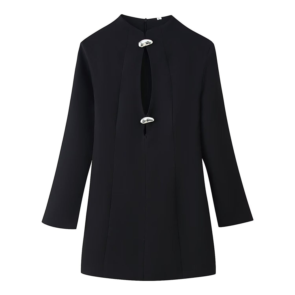 Women’s Longline Tunic with Central Keyhole and Decorative Buttons Fashion Glam