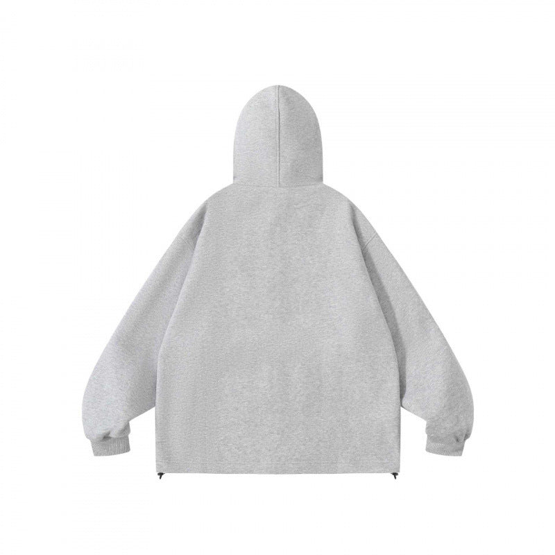 Unisex Oversize Hoodie with checkered lined hood and snap button placket Fashion Glam