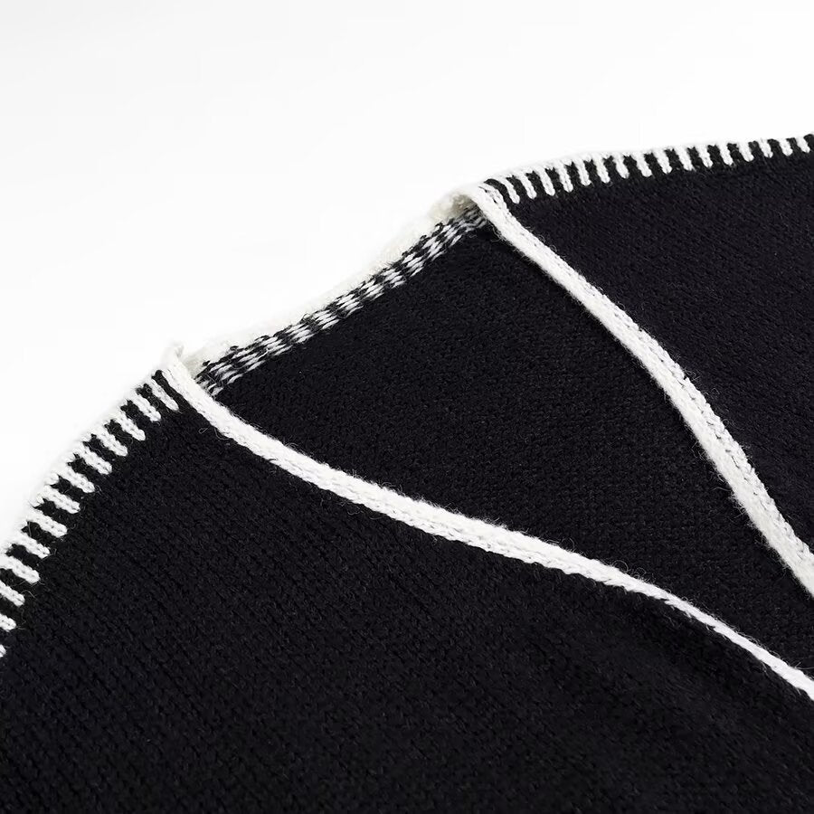 Women's Oversized Cardigan with Contrasting Crochet Edges Fashion Glam